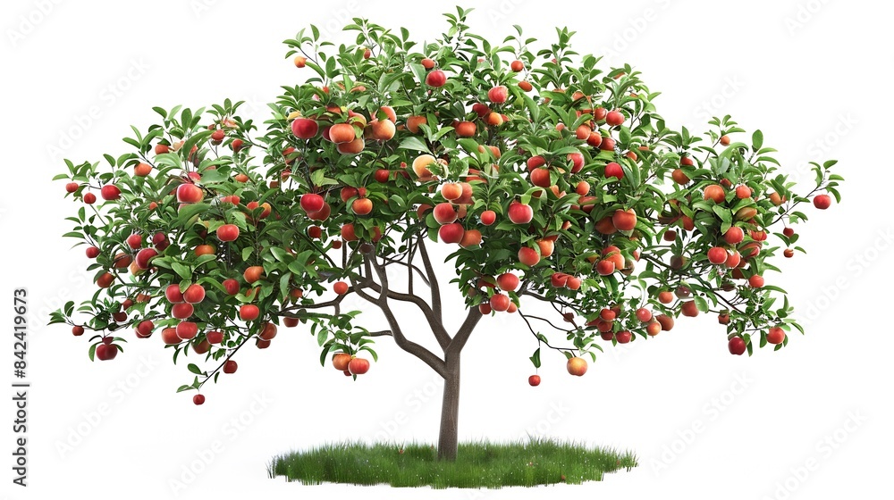 Apple Tree isolated on a white background : Generative AI Apple Tree isolated on a white background : Generative AI
