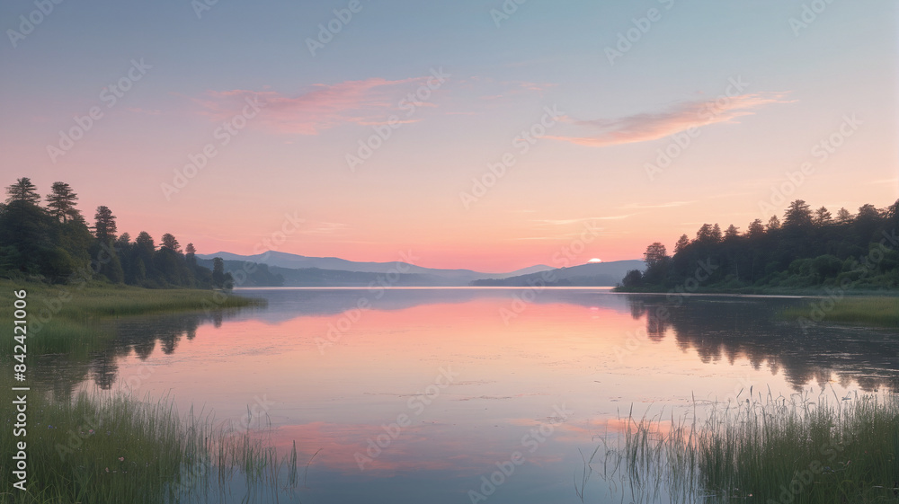 Delicate Horizons: Capturing the Beauty of Nature with Gentle Gradient Skies and Subtle Artistic Details, Generative AI Delicate Horizons: Capturing the Beauty of Nature with Gentle Gradient Skies and Subtle Artistic Details, Generative AI