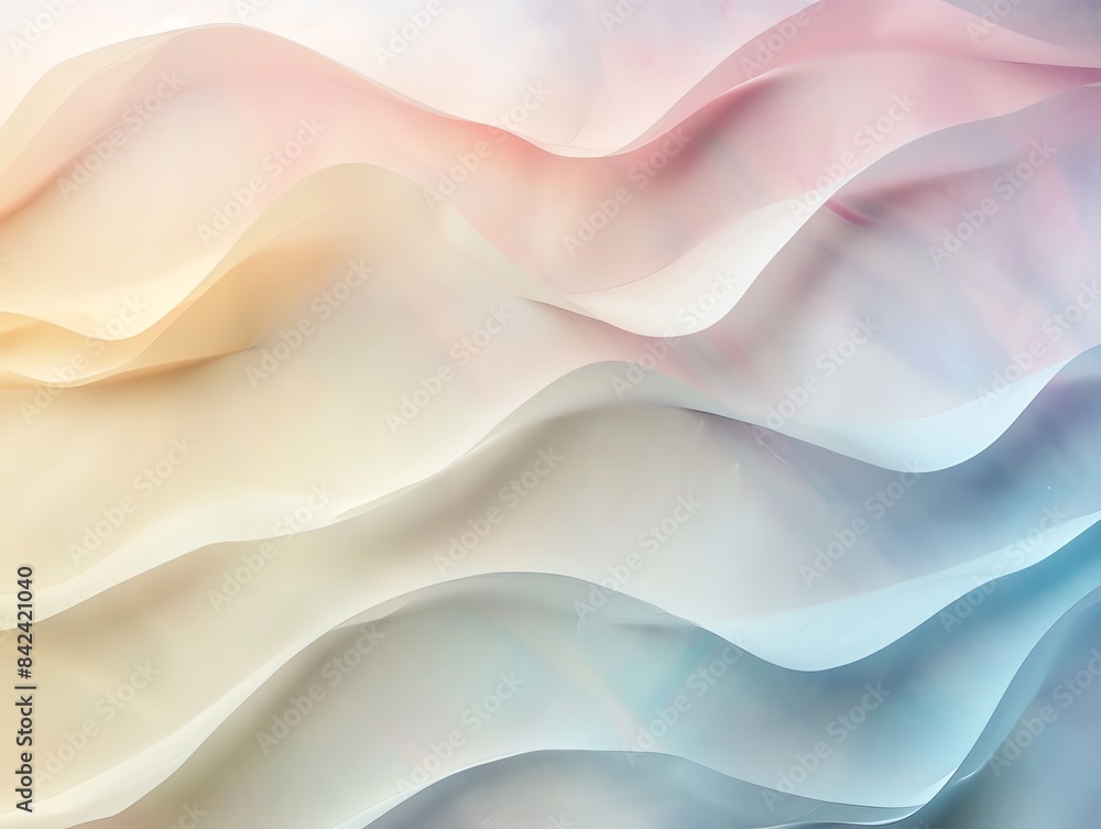 Obraz premium Abstract background of flowing pastel fabric with soft color gradients.