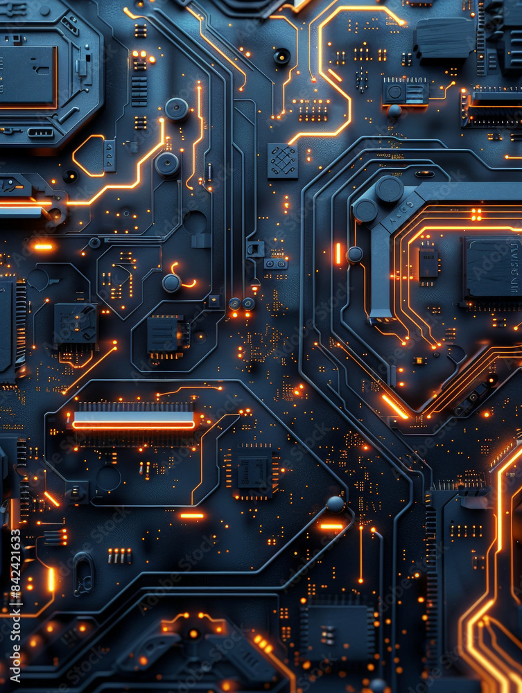 Fototapeta premium blue circuit board background with lighting