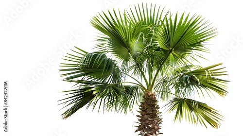 Green beautiful palm tree isolated on white background   Generative AI