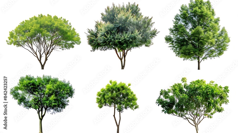 Trees collection isolated on white background : Generative AI Trees collection isolated on white background : Generative AI