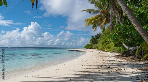 White sand beach in rikitea village mangareva gambier archipelago french polynesia south pacific pacific : Generative AI photo