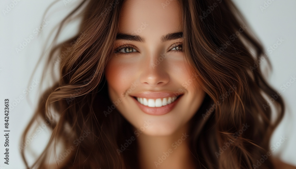 fashion shooting portrait of happy brunette woman with wavy long and shiny hair, isolated white back
fashion shooting portrait of happy brunette woman with wavy long and shiny hair, isolated white back