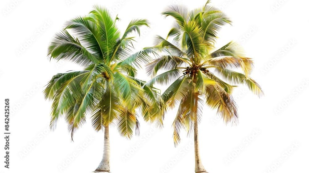Fototapeta premium coconut trees on white background : Generative AI