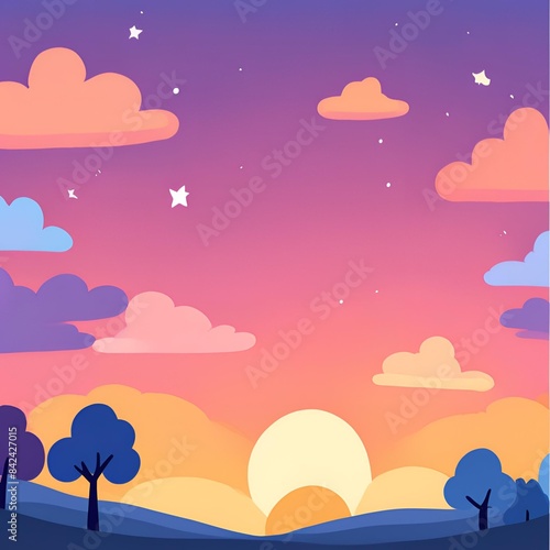 landscape with trees and clouds