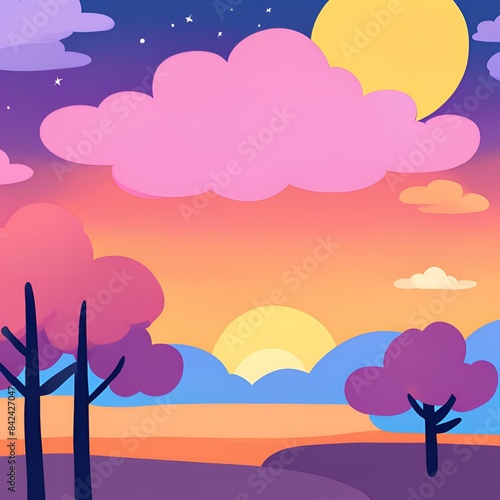 landscape with trees and clouds