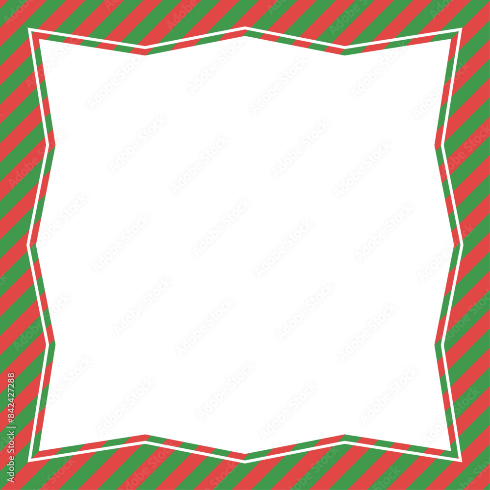 Obraz premium 斜めストライプのシンプルなフレーム、クリスマスカラー、正方形サイズ