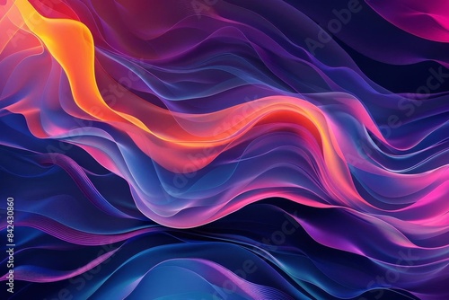 A vibrant abstract wave pattern with neon colors,