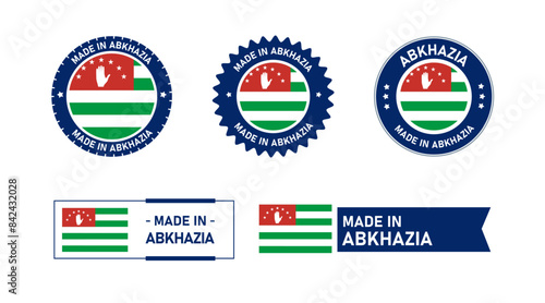 Abkhazia flag, Made in Abkhazia. Tag, Seal, Stamp, Flag, Icon vector photo
