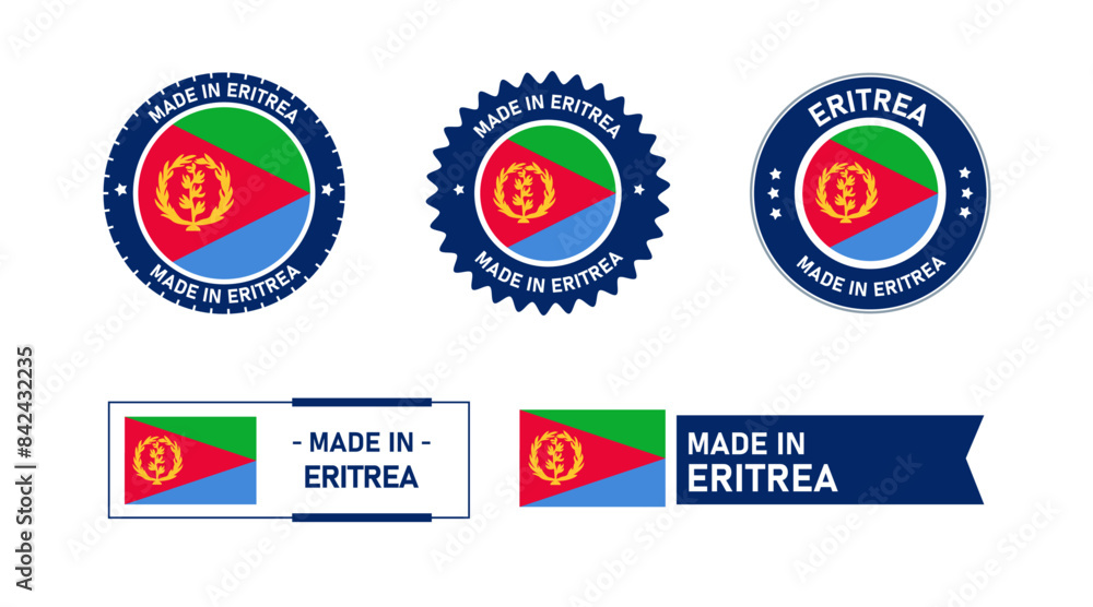 Eritrea flag, Made in Eritrea. Tag, Seal, Stamp, Flag, Icon vector