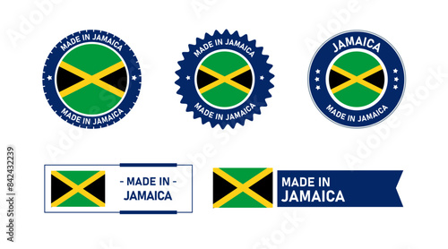 Jamaica flag, Made in Jamaica. Tag, Seal, Stamp, Flag, Icon vector
