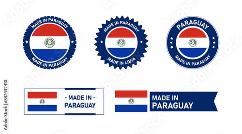 Paraguay flag, Made in Paraguay. Tag, Seal, Stamp, Flag, Icon vector