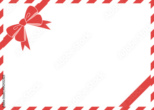 りぼんのラッピング風フレーム、クリスマスカラー