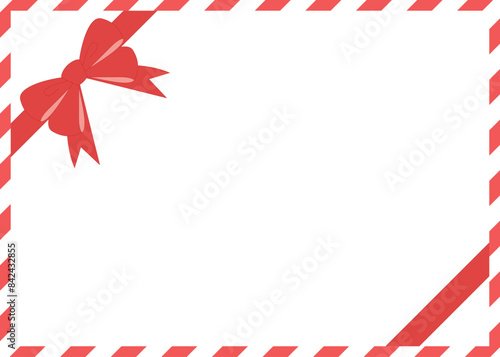 りぼんのラッピング風フレーム、クリスマスカラー