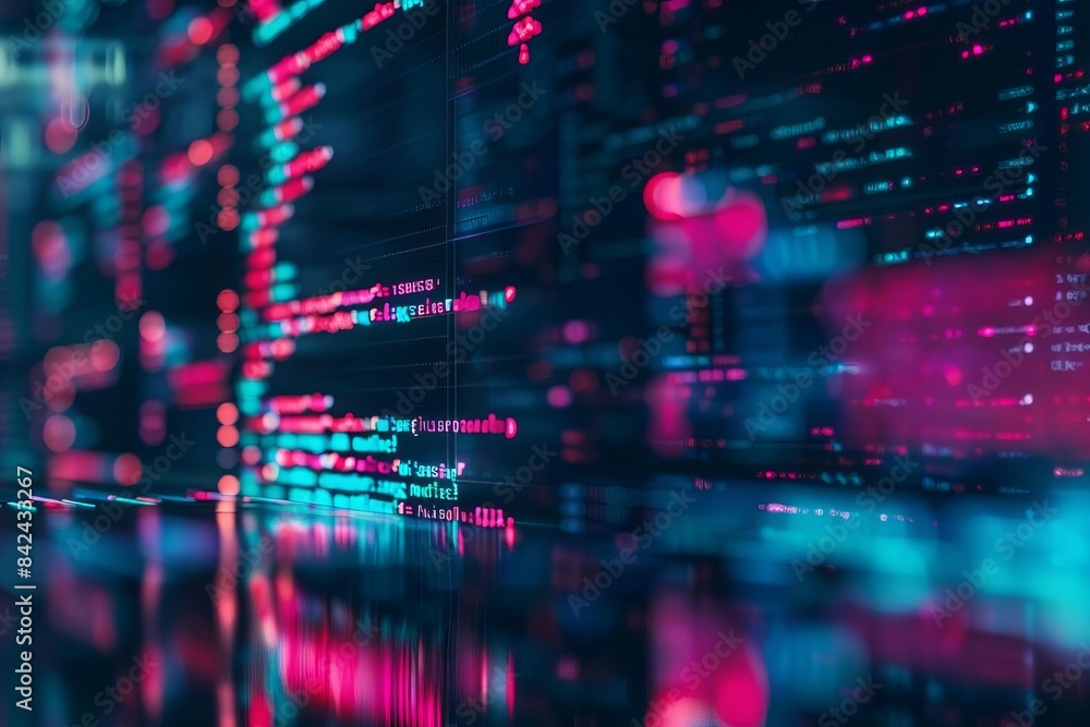 abstract background of coding software for finance technology, blue and violet tone abstract background of coding software for finance technology, blue and violet tone
