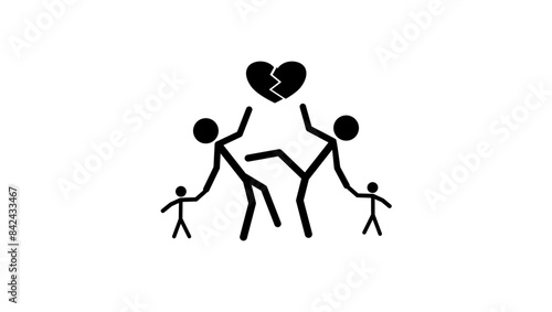 family conflict symbol, black isolated silhouette