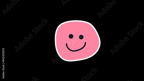 emoticon cute face vintage cartoon style animation on transparent background
