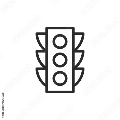 Traffic light with three signals, linear style icon. Traffic light. Editable stroke width.