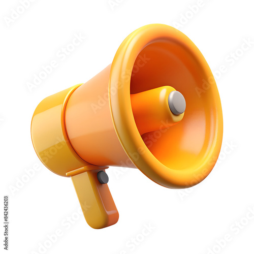 3d icon rendering yellow megaphone speaker