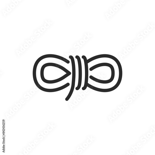 Rope, linear style icon. Coiled rope for outdoor activities or emergencies. Editable stroke width.