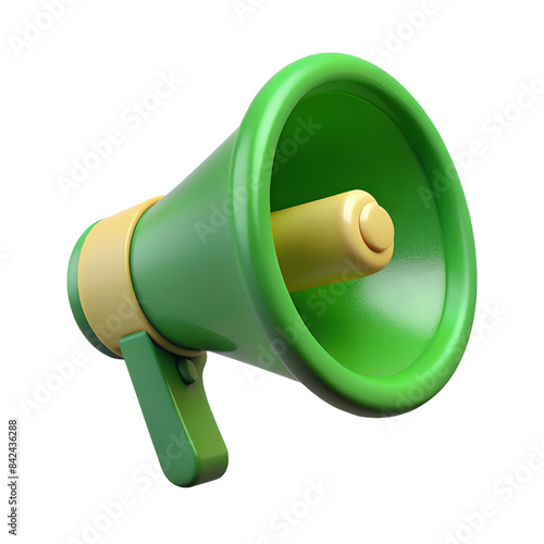 3d icon rendering green megaphone speaker