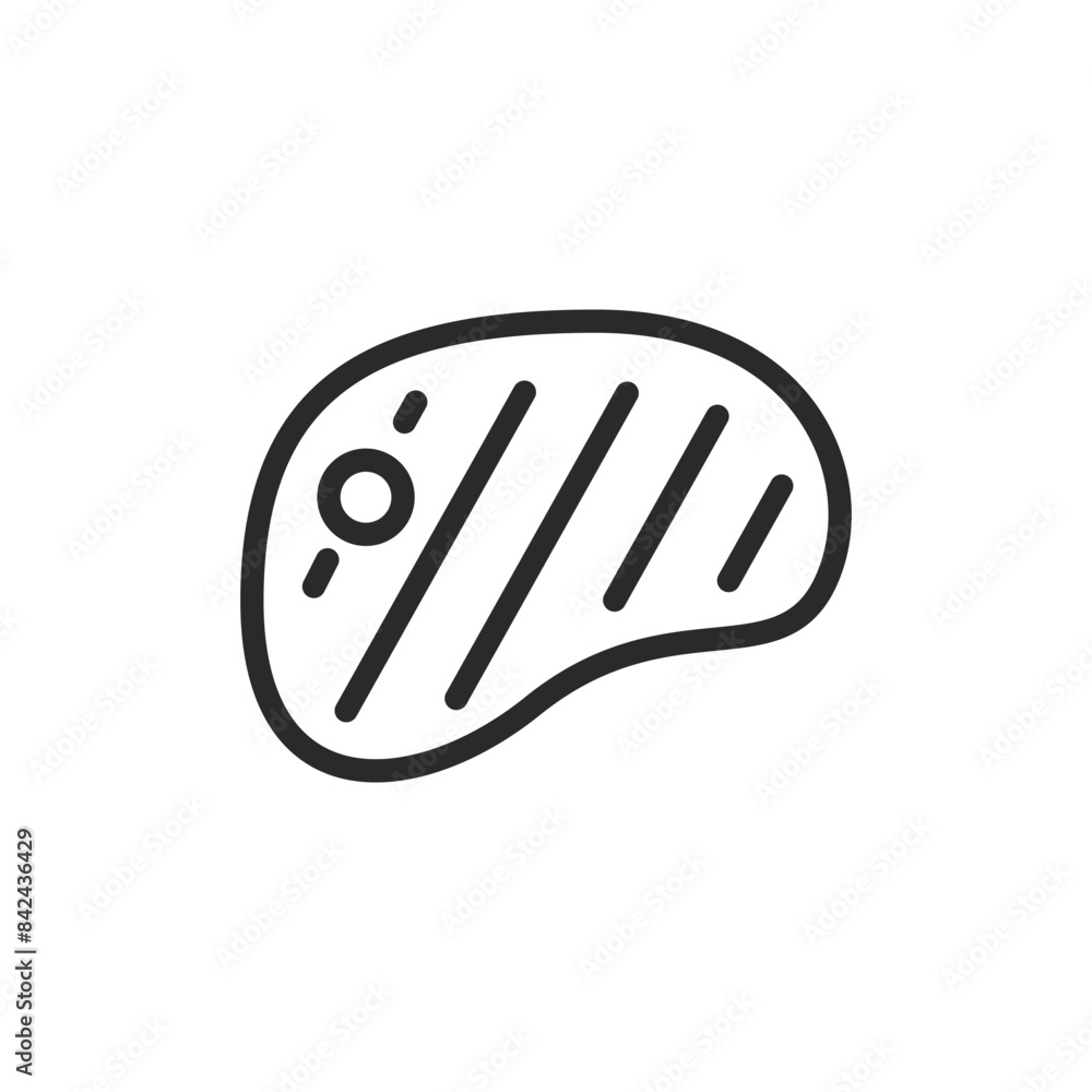 Steak, linear style icon. meat and cooking. Editable stroke width Steak, linear style icon. meat and cooking. Editable stroke width