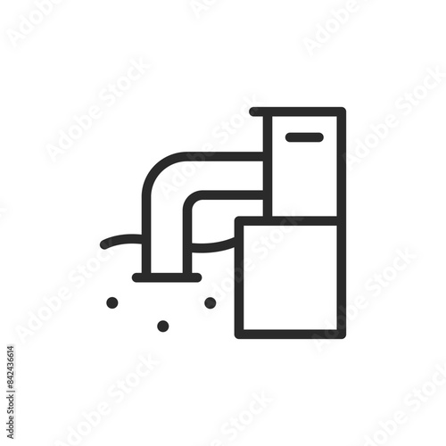 Water intake from reservoir, linear style icon. Pipe submerged in water for extraction. Editable stroke width