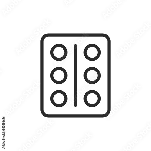 Pills in blister pack, linear style icon. medication or supplements. Editable stroke width