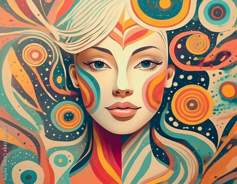 Abstract colorful portrait of a woman
