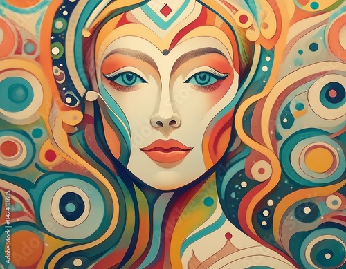 Abstract colorful portrait of a woman