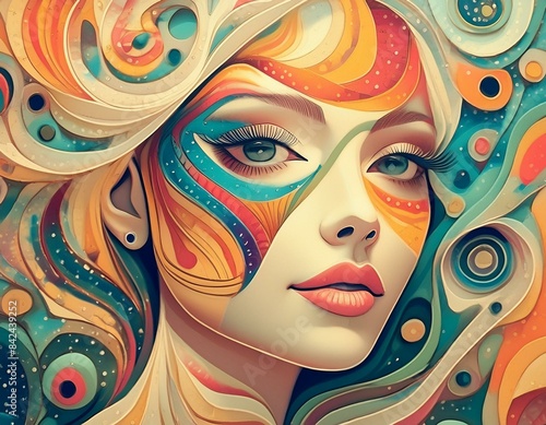 Wallpaper Mural Abstract colorful portrait of a woman Torontodigital.ca