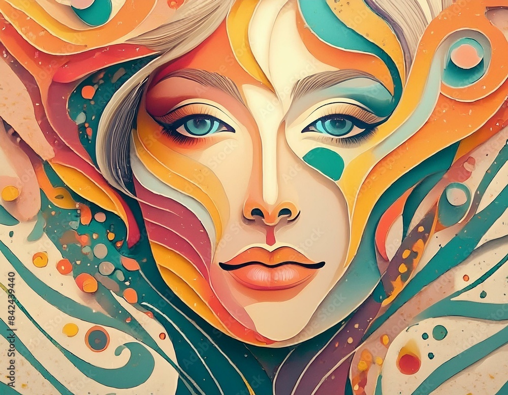 Abstract colorful portrait of a woman