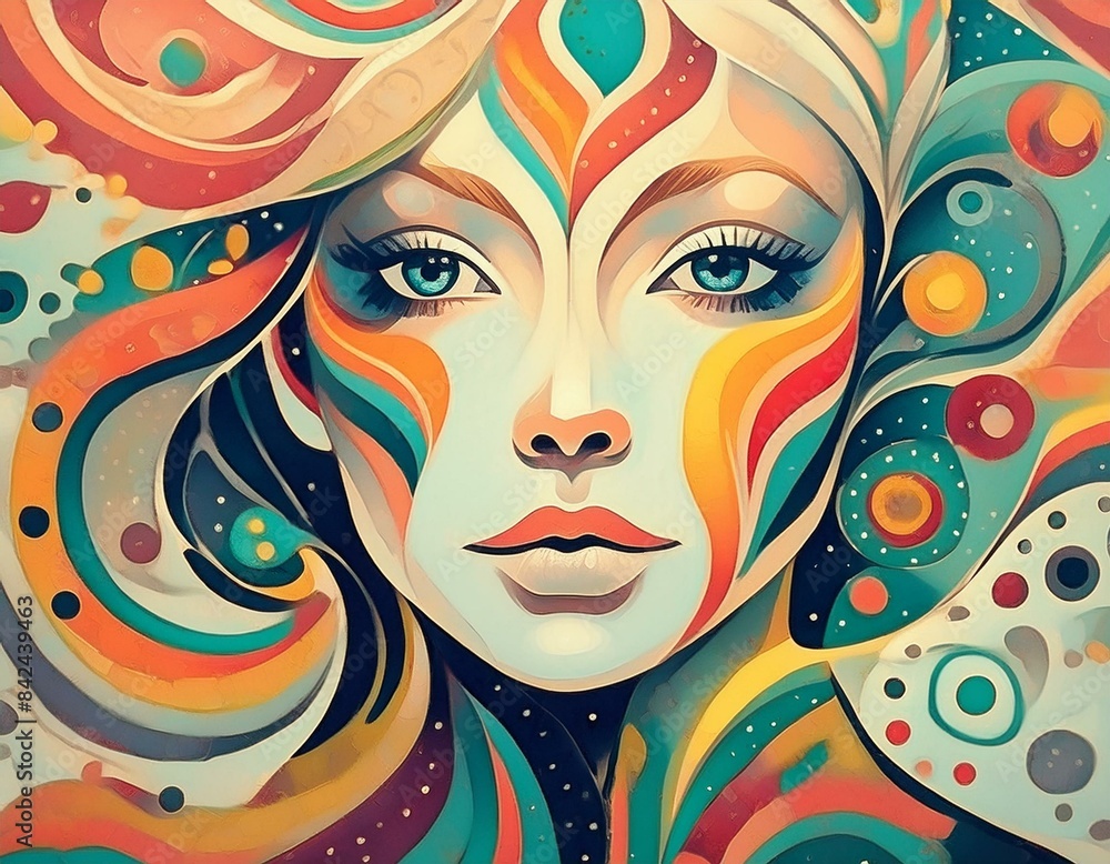 Fototapeta Abstract colorful portrait of a woman