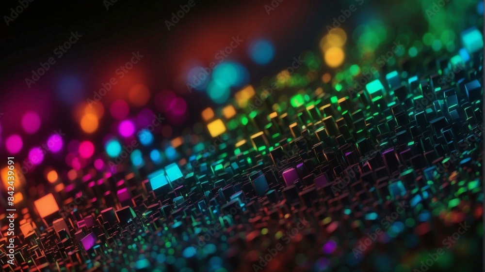 Futuristic glowing neon cubes. AI. Futuristic glowing neon cubes. AI.
