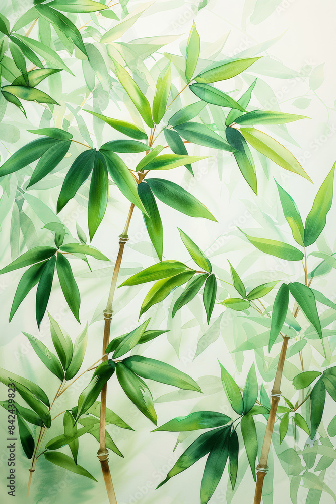 Lush Green Leaves on White Background Lush Green Leaves on White Background