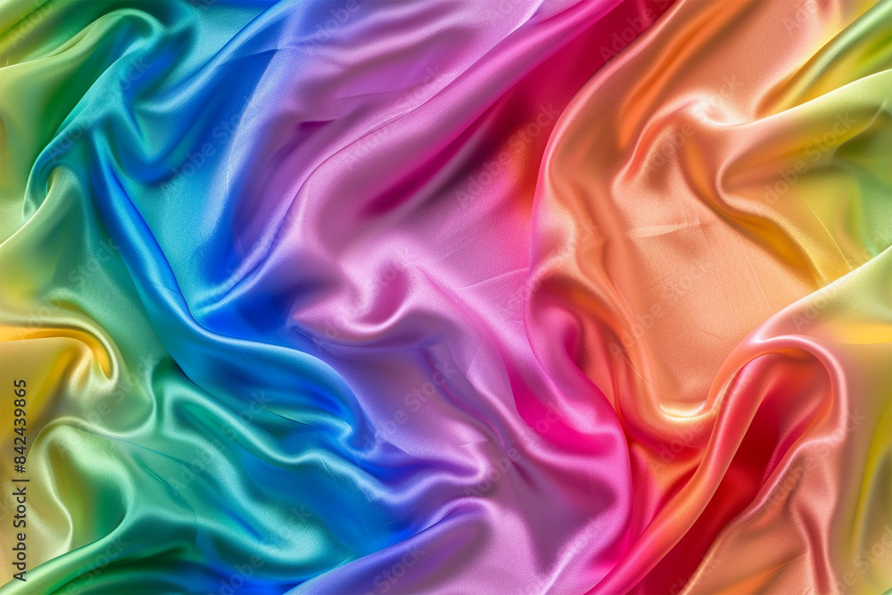 Multicolor Rainbow Silk satin background fabric texture, elegant fashion textile material Multicolor Rainbow Silk satin background fabric texture, elegant fashion textile material