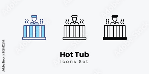 Hot Tub icons vector set stock illustration.