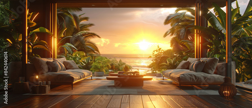 Tropical residence with a breezy lanai and stunning sunset view, octane , ,