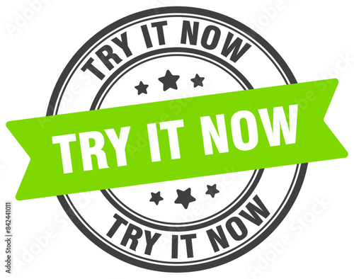 try it now stamp. try it now label on transparent background. round sign