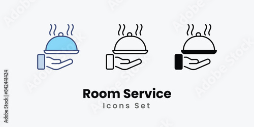 Room Service icons vector set stock illustration.
