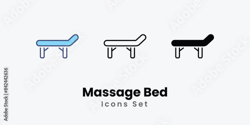 Massage Bed icons vector set stock illustration.