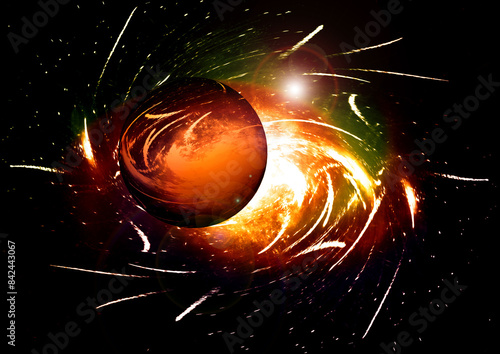 Obraz na płótnie galaxy in a free space. 3D rendering w salonie