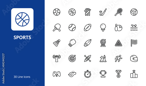 Canvas Print Sports and Competition Icon Set with line style