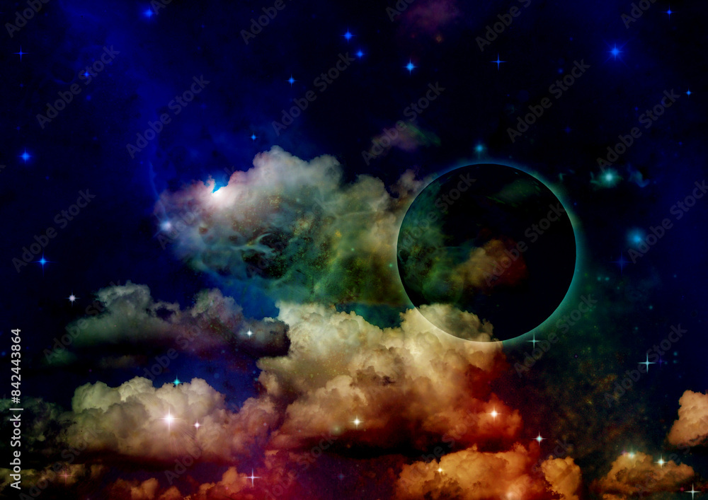galaxy in a free space. 3D rendering