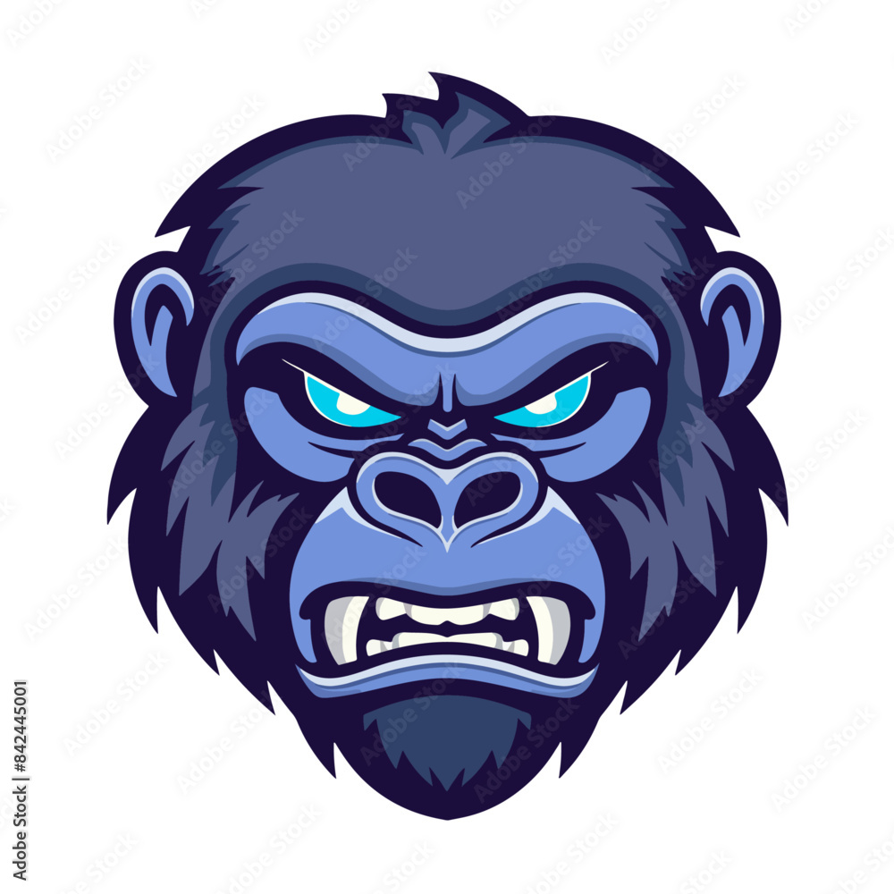 Gorilla Head Mascot for Esports Team Logo Flat Color Vector Gorilla Head Mascot for Esports Team Logo Flat Color Vector