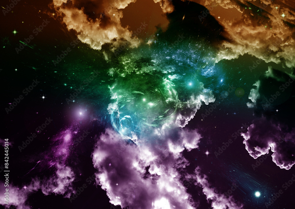 galaxy in a free space. 3D rendering