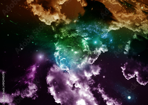 Obraz na płótnie galaxy in a free space. 3D rendering w salonie