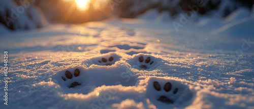 Wildlife footprints in the snow