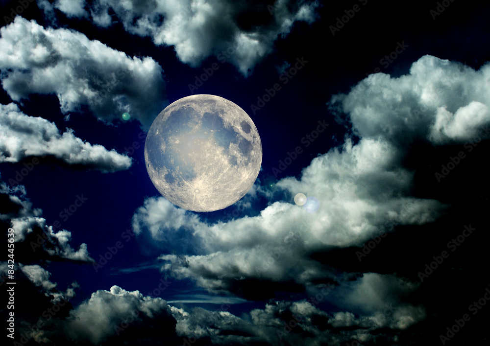 The moon in the night sky